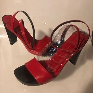 Red/Black Via Spiga Strappy Heels - 9 1/2M